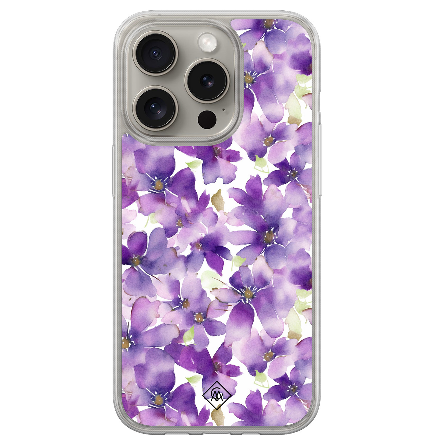 iPhone 15 Pro Max hybride hoesje - Floral violet