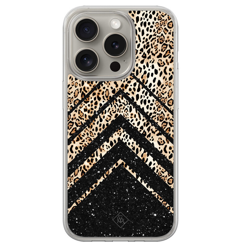 Casimoda iPhone 15 Pro Max hybride hoesje - Chevron luipaard