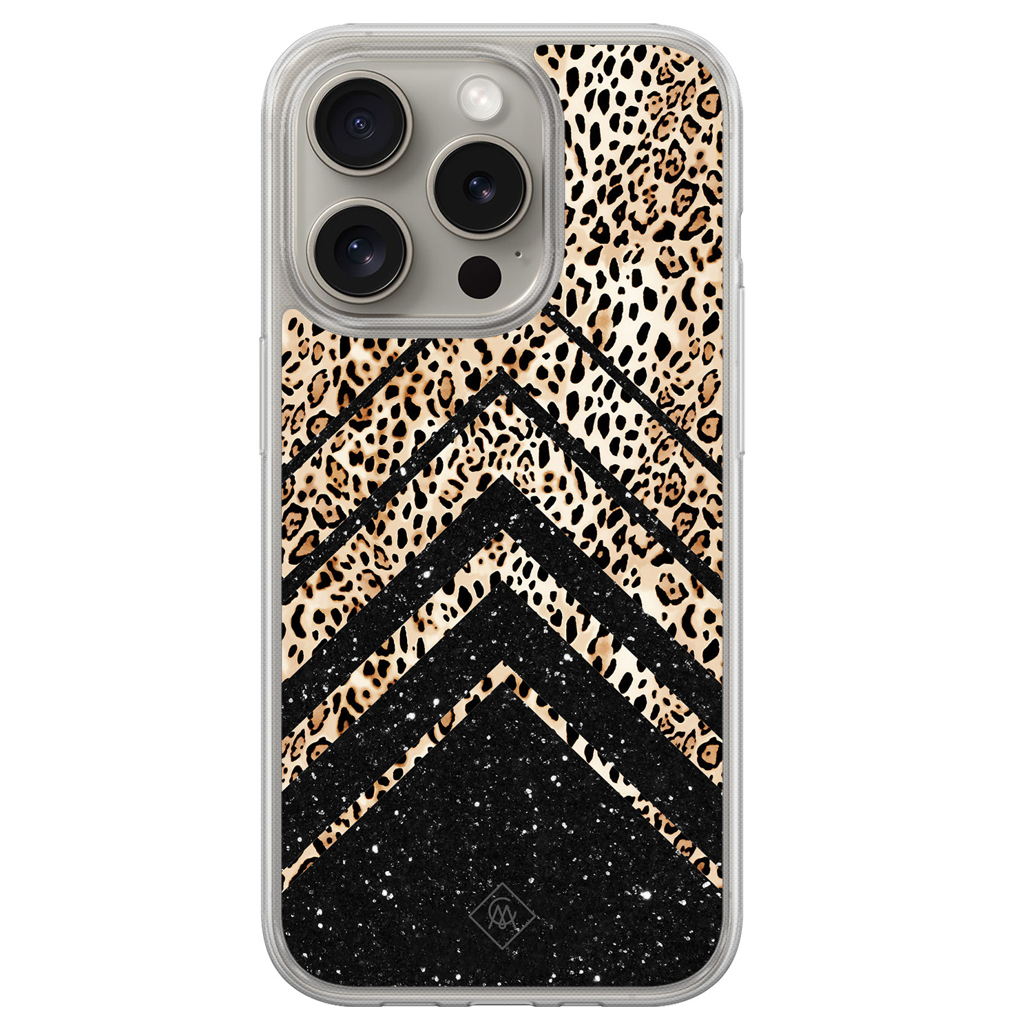 iPhone 15 Pro Max hybride hoesje - Chevron luipaard