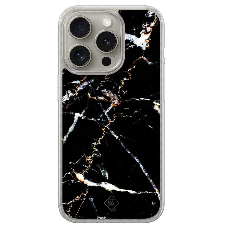 Casimoda iPhone 15 Pro Max hybride hoesje - Marmer zwart