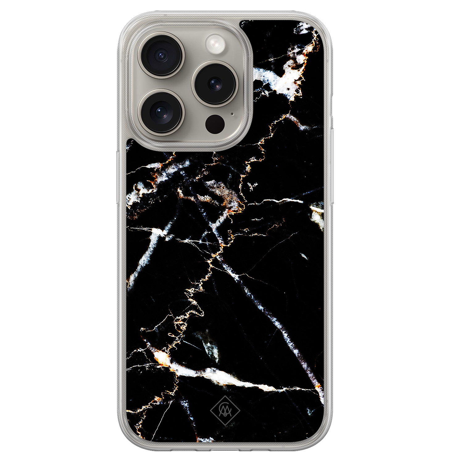 iPhone 15 Pro Max hybride hoesje - Marmer zwart