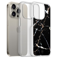 Casimoda iPhone 15 Pro Max hybride hoesje - Marmer zwart