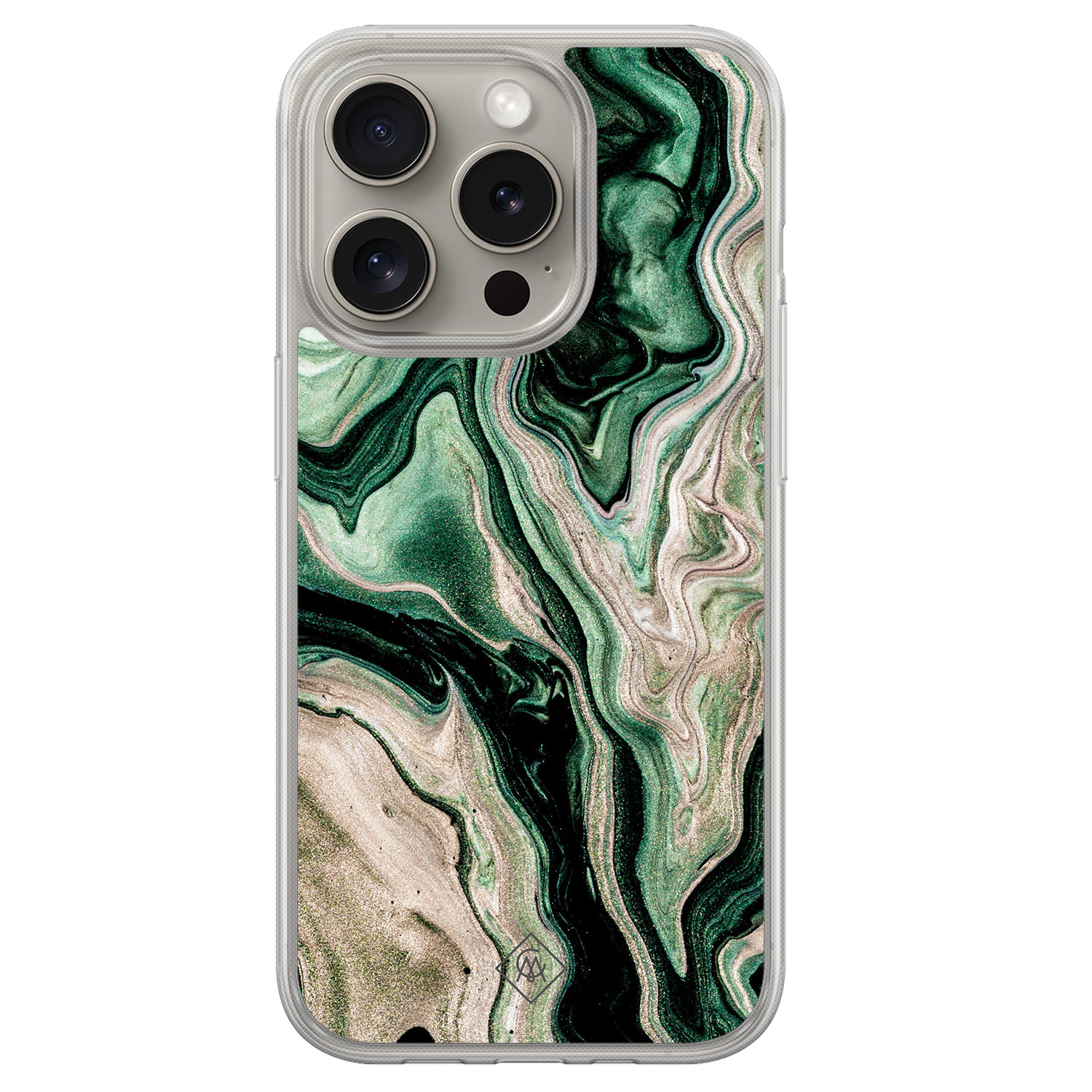 iPhone 15 Pro Max hybride hoesje - Green waves