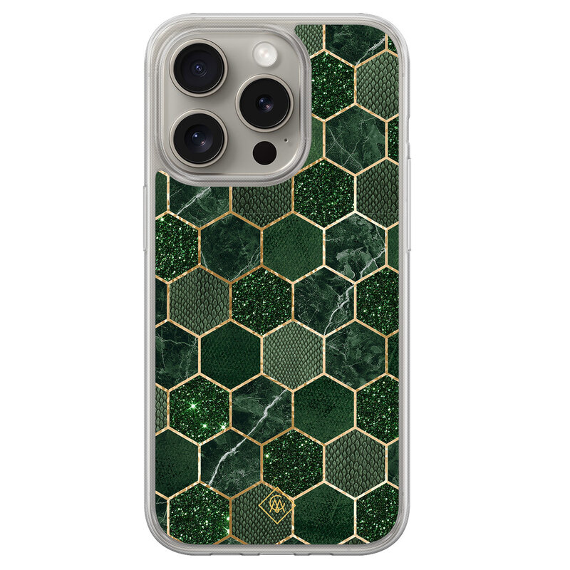 Casimoda iPhone 15 Pro Max hybride hoesje - Kubus groen