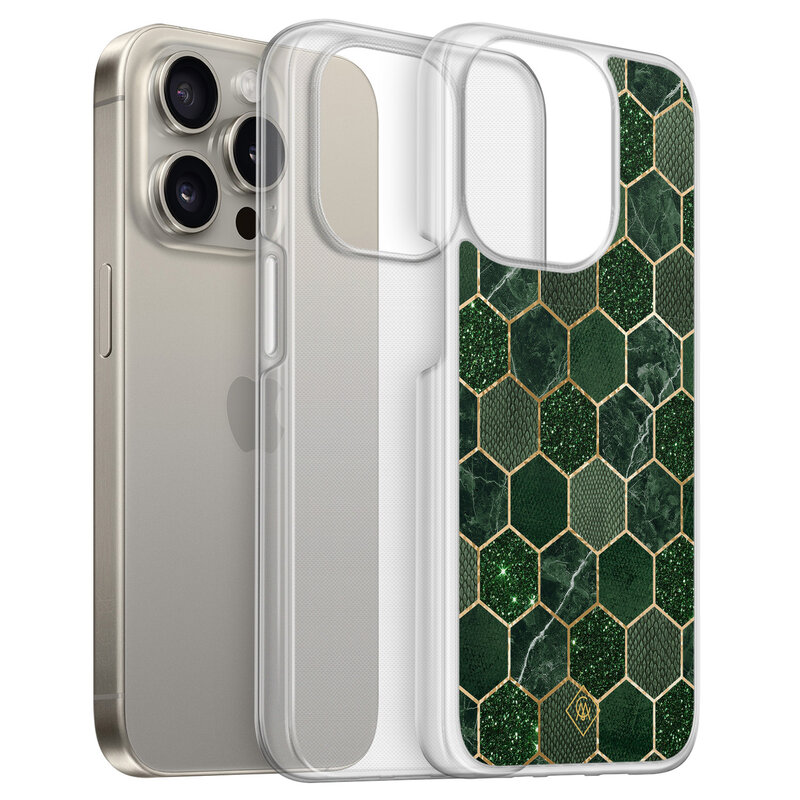 Casimoda iPhone 15 Pro Max hybride hoesje - Kubus groen