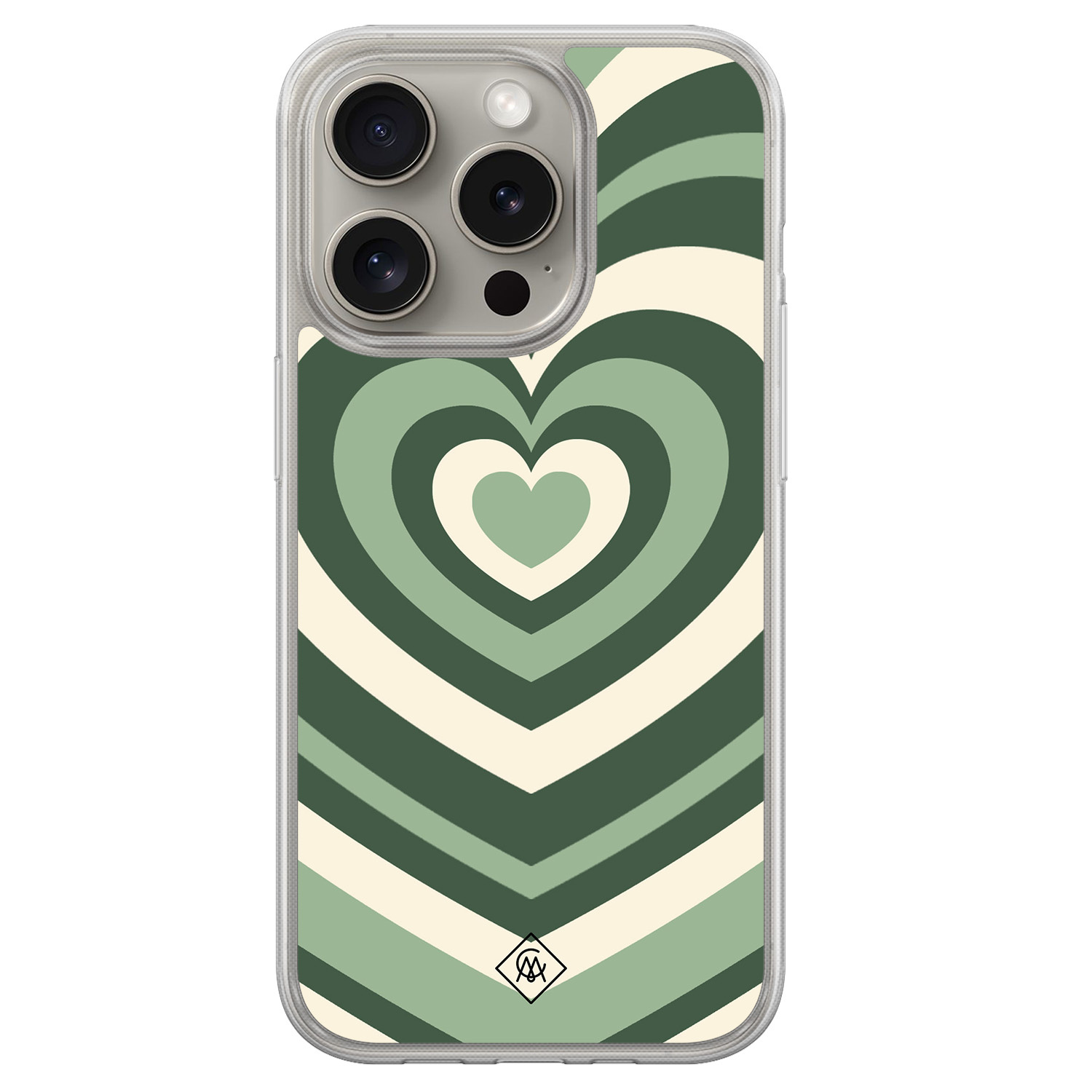 iPhone 15 Pro Max hybride hoesje - Groen hart swirl