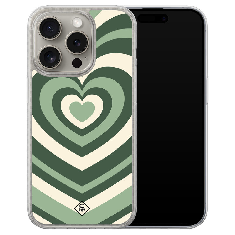 Casimoda iPhone 15 Pro Max hybride hoesje - Groen hart swirl