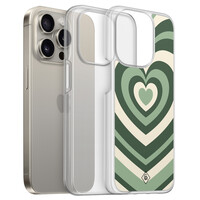 Casimoda iPhone 15 Pro Max hybride hoesje - Groen hart swirl