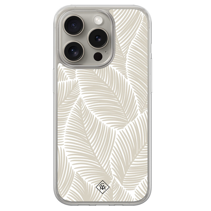 Casimoda iPhone 15 Pro Max hybride hoesje - Palmy leaves beige