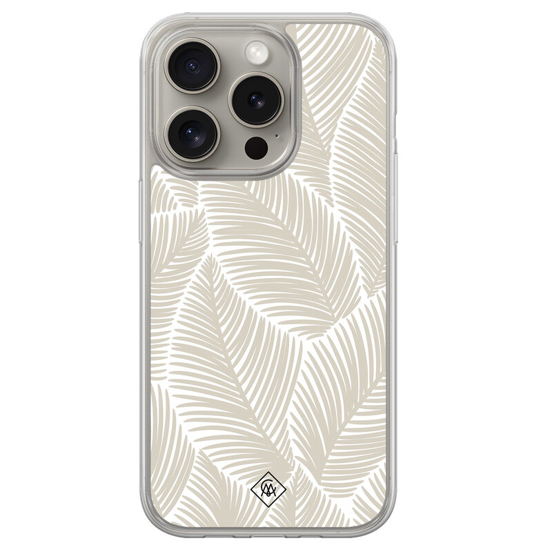 Casimoda iPhone 15 Pro Max hybride hoesje - Palmy leaves beige