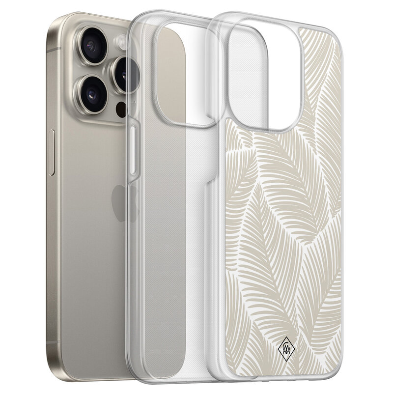 Casimoda iPhone 15 Pro Max hybride hoesje - Palmy leaves beige