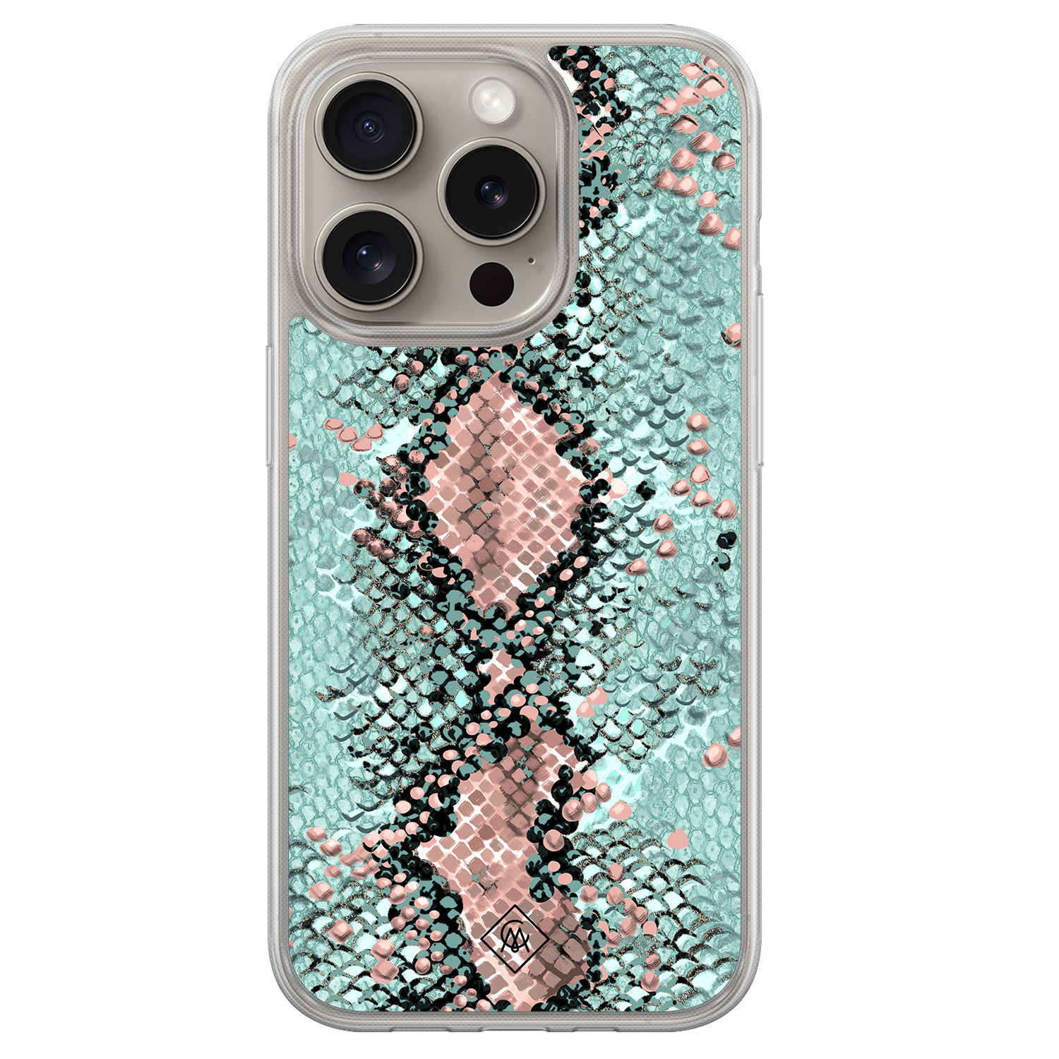 iPhone 15 Pro Max hybride hoesje - Snake pastel