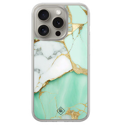 Casimoda iPhone 15 Pro Max hybride hoesje - Marmer mintgroen