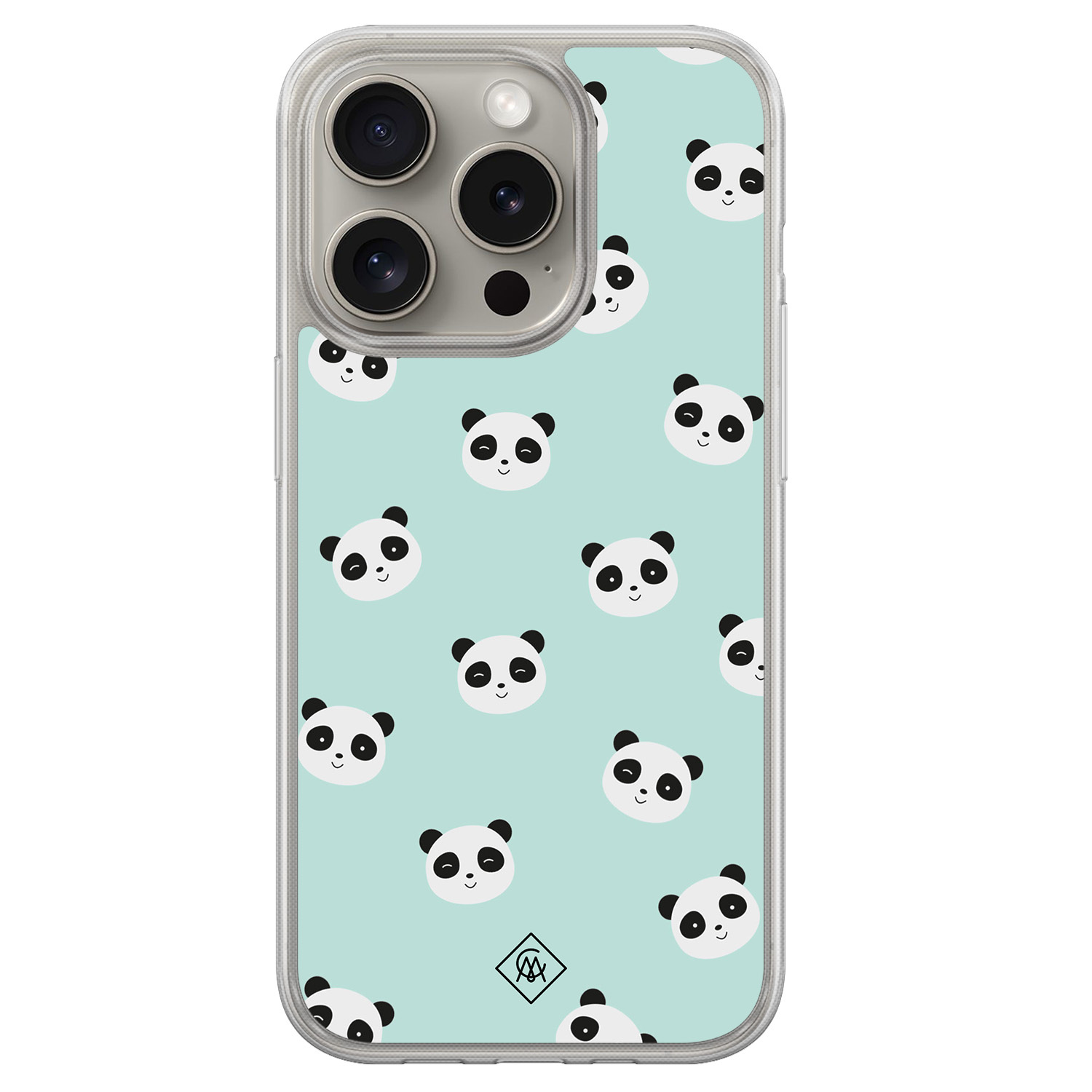 iPhone 15 Pro Max hybride hoesje - Panda print