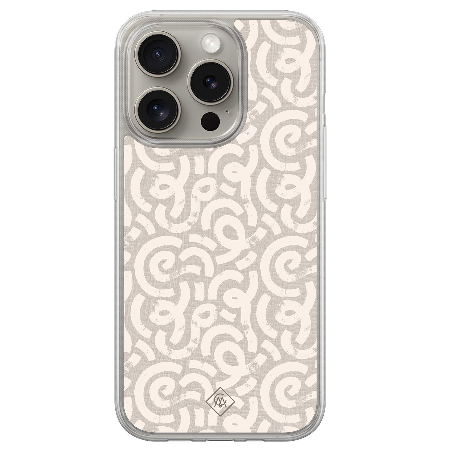 iPhone 15 Pro Max hybride hoesje - Ivory abstraction