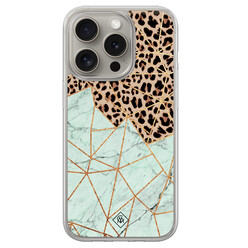 Casimoda iPhone 15 Pro Max hybride hoesje - Luipaard marmer mint