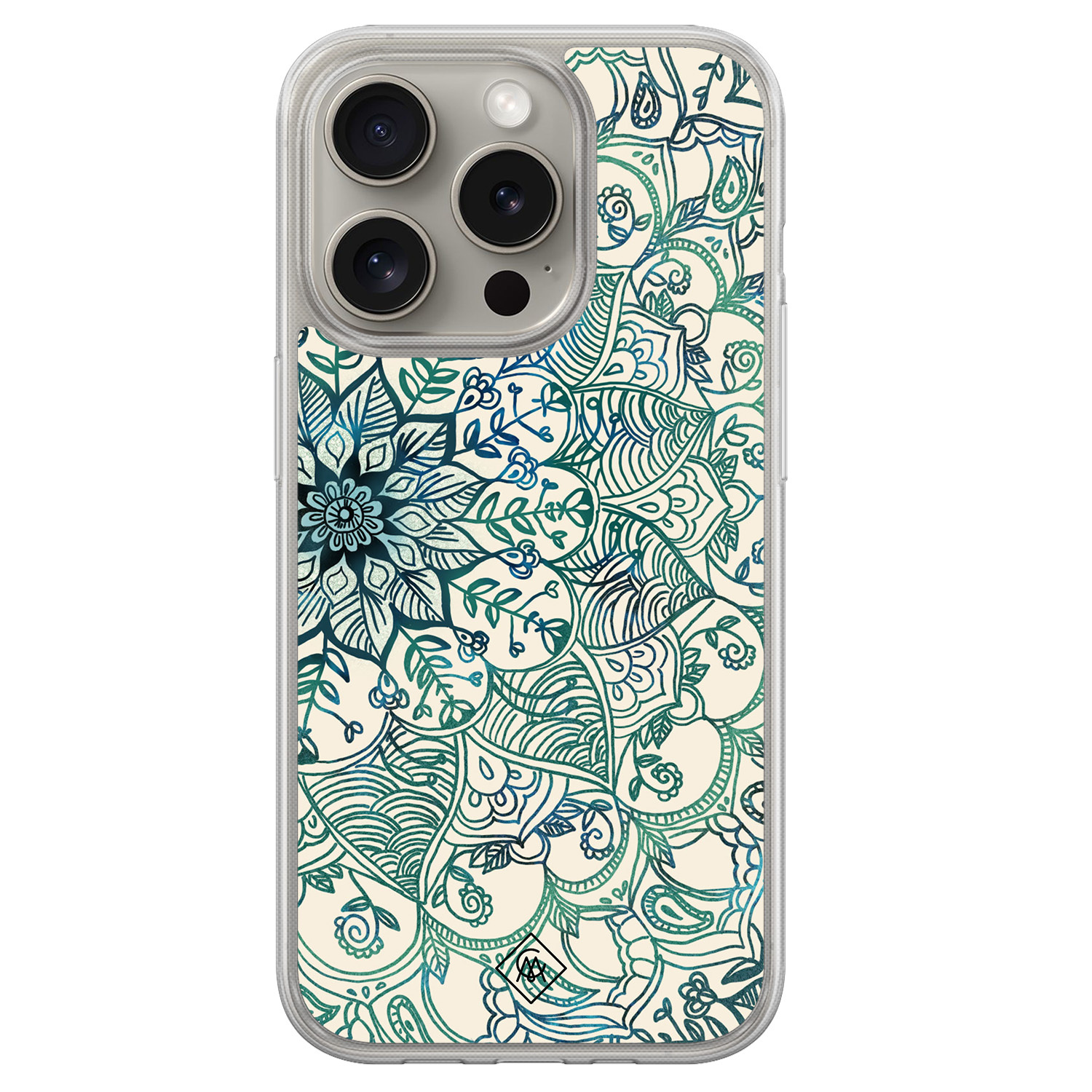 iPhone 15 Pro Max hybride hoesje - Mandala blauw