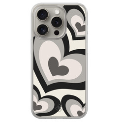 Casimoda iPhone 15 Pro Max hybride hoesje - Hart swirl zwart