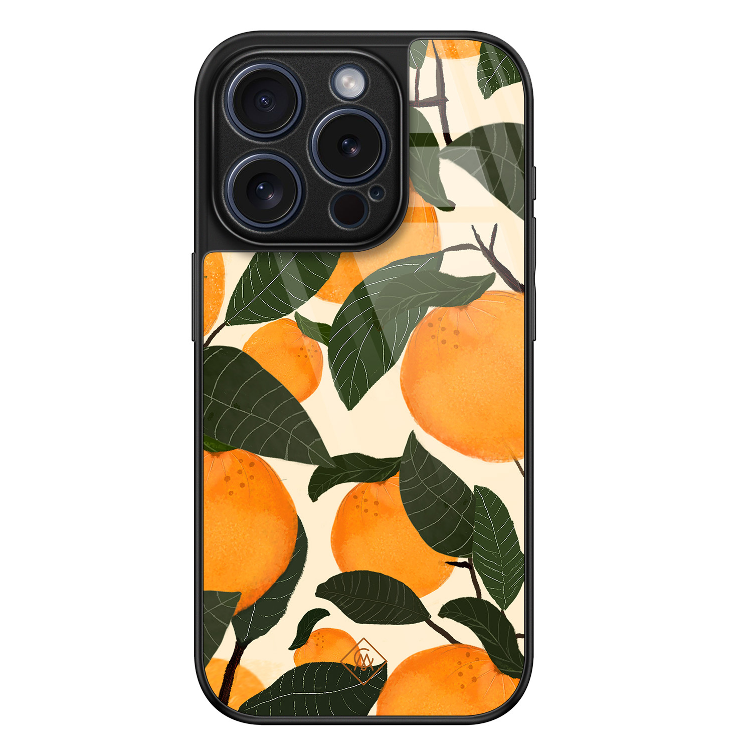 iPhone 15 Pro glazen hardcase - Orange garden