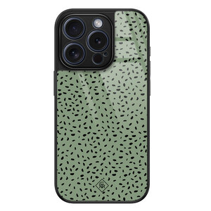 Casimoda iPhone 15 Pro glazen hardcase - Green confetti
