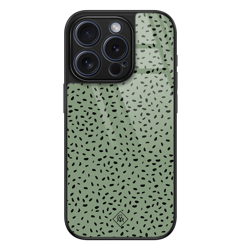 Casimoda iPhone 15 Pro glazen hardcase - Green confetti