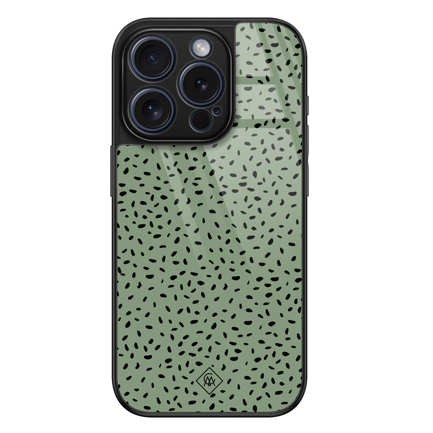 iPhone 15 Pro glazen hardcase - Green confetti