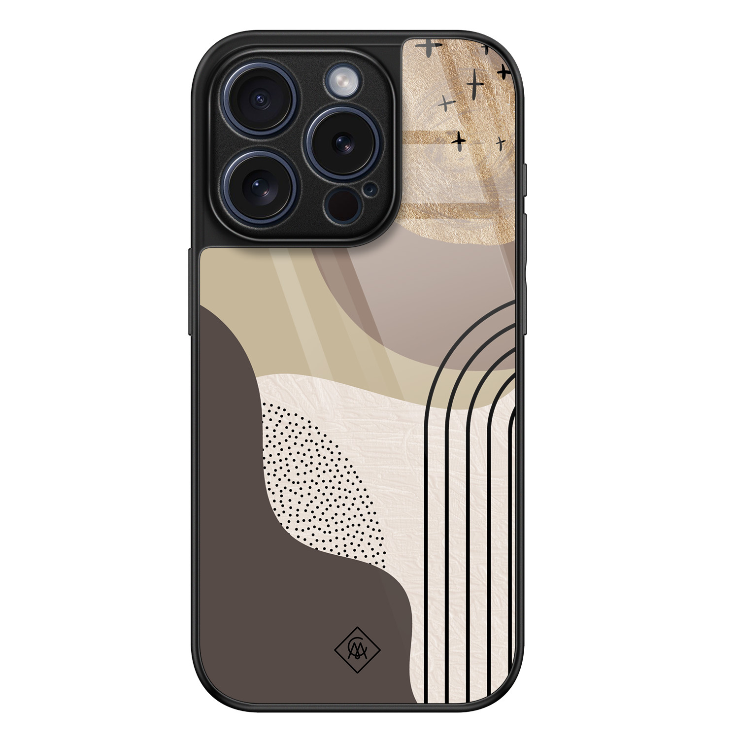 iPhone 15 Pro glazen hardcase - Abstract almond