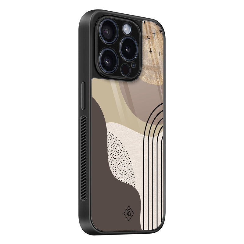 Casimoda iPhone 15 Pro glazen hardcase - Abstract almond