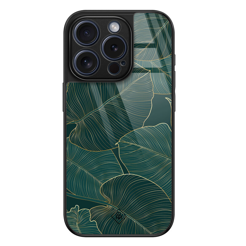 Casimoda iPhone 15 Pro glazen hardcase - Monstera leaves