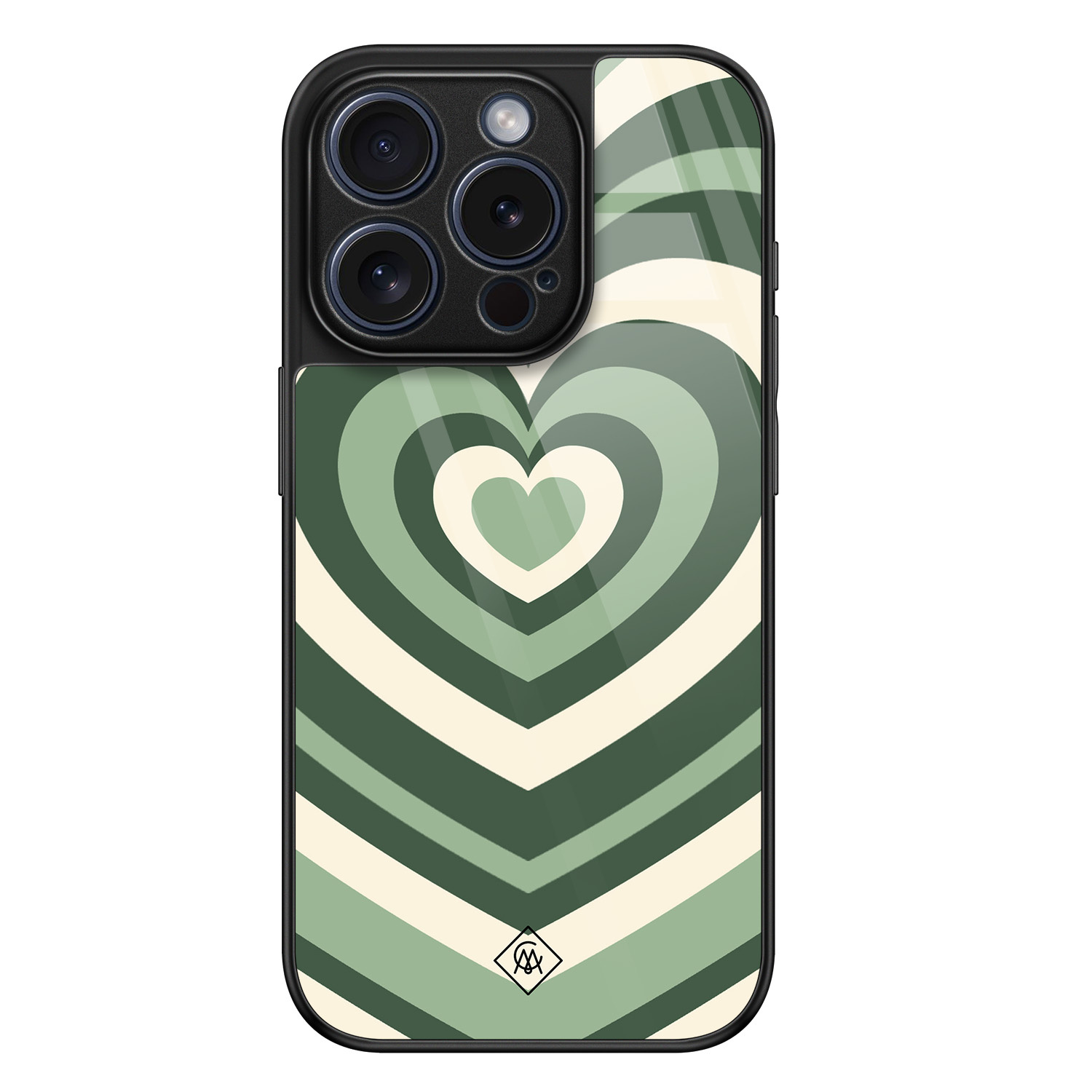 iPhone 15 Pro glazen hardcase - Hart swirl groen