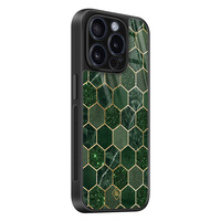 Casimoda iPhone 15 Pro glazen hardcase - Kubus groen