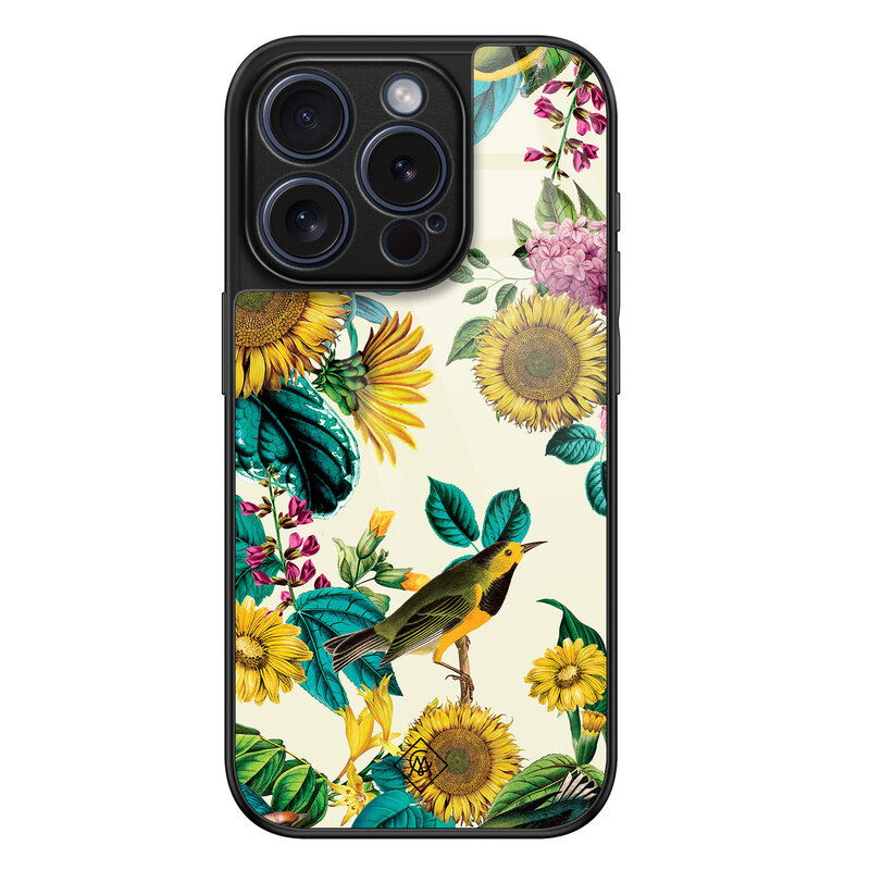 Casimoda iPhone 15 Pro glazen hardcase - Sunflowers
