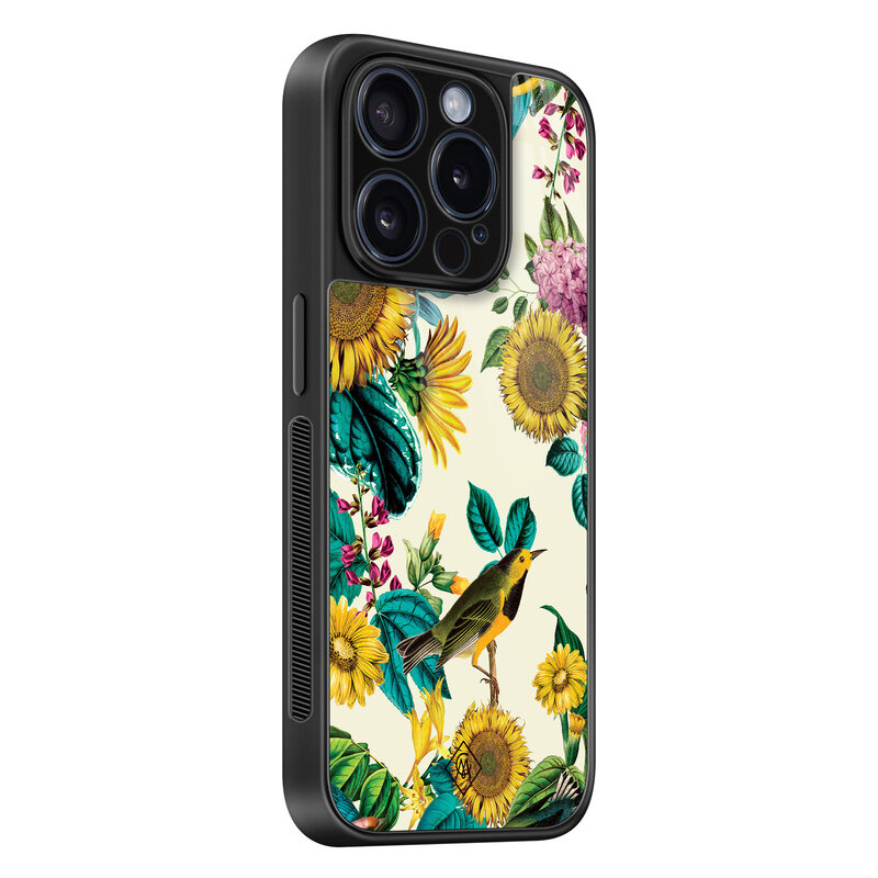 Casimoda iPhone 15 Pro glazen hardcase - Sunflowers