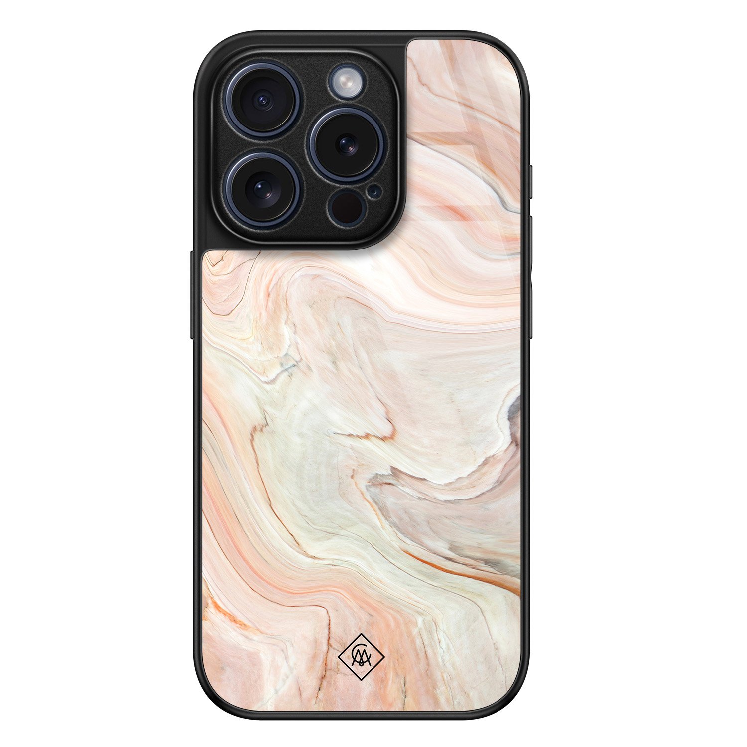 iPhone 15 Pro glazen hardcase - Marmer waves