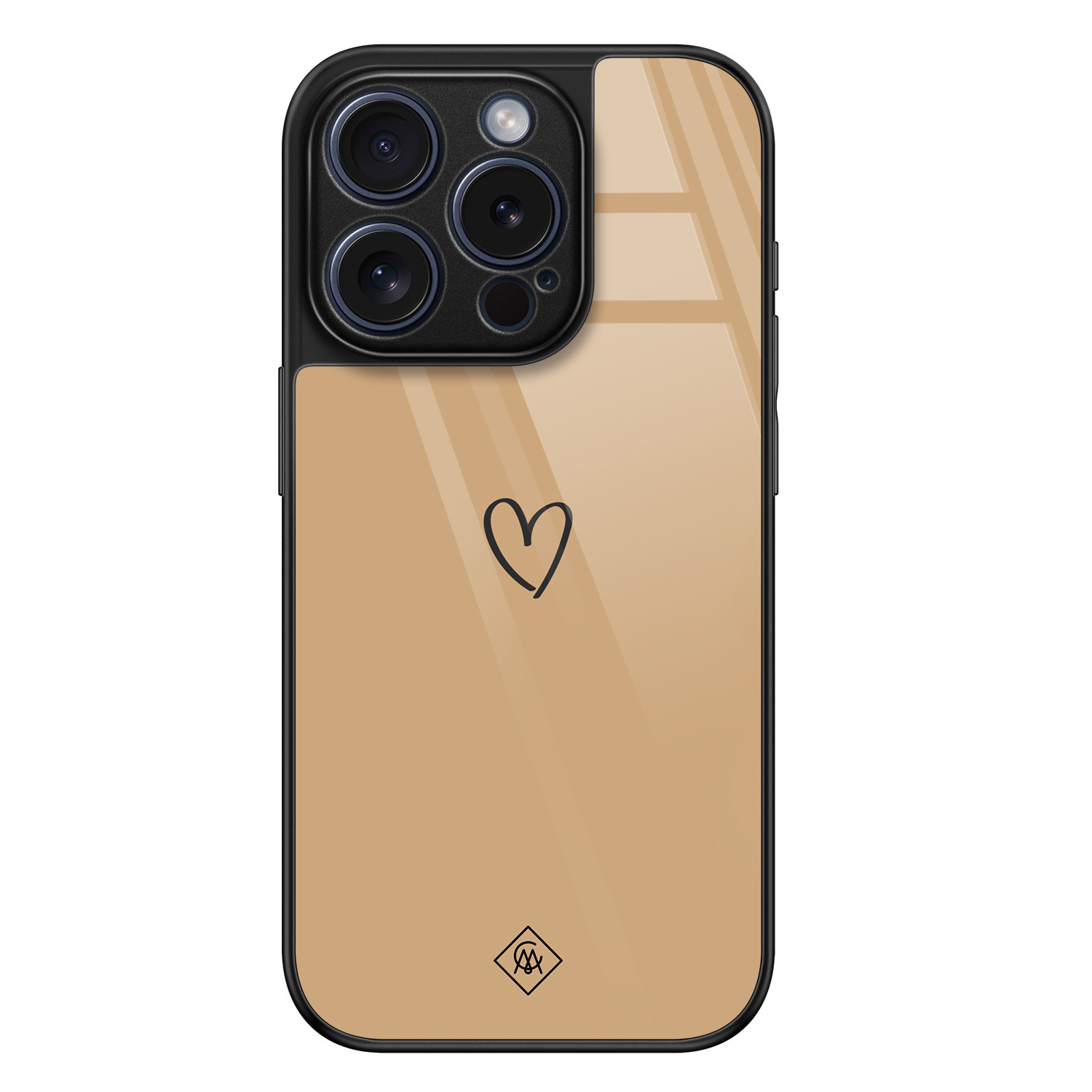 iPhone 15 Pro glazen hardcase - Hart bruin