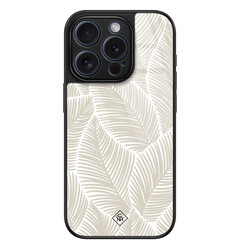 Casimoda iPhone 15 Pro glazen hardcase - Palmy leaves beige