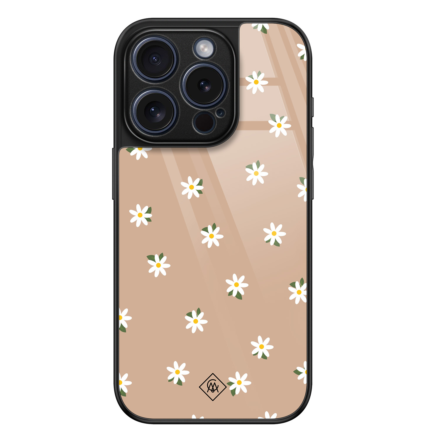 iPhone 15 Pro glazen hardcase - Sweet daisies