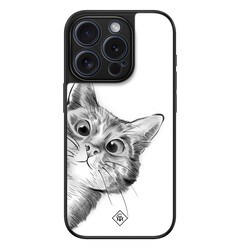 Casimoda iPhone 15 Pro glazen hardcase - Peekaboo kat