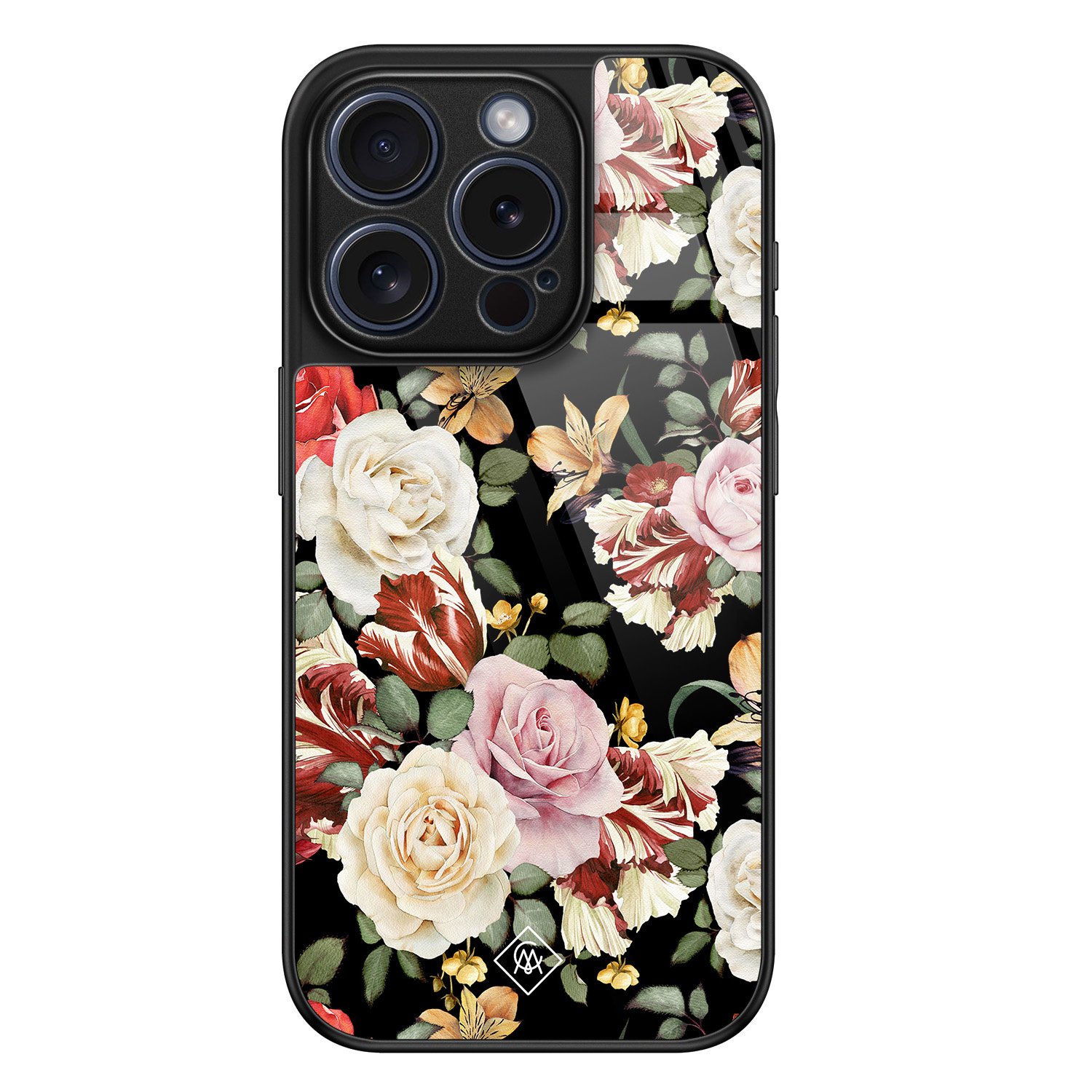 iPhone 15 Pro glazen hardcase - Flowerpower