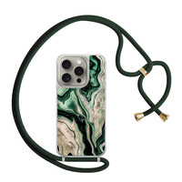 Casimoda iPhone 15 Pro hoesje met groen koord - Green waves