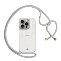 Casimoda iPhone 15 Pro hoesje met grijs koord - Vive la vie