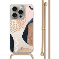 Casimoda iPhone 15 Pro hoesje met beige koord - Abstract dots