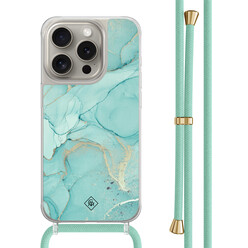 Casimoda iPhone 15 Pro hoesje met mint koord - Touch of mint