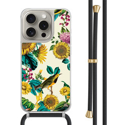Casimoda iPhone 15 Pro hoesje met zwart koord - Sunflowers