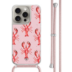 Casimoda iPhone 15 Pro hoesje met rosegoud koord - Lobster