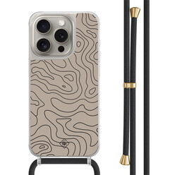 Casimoda iPhone 15 Pro hoesje met zwart koord - Abstract lines