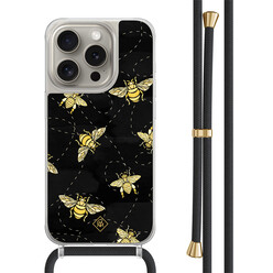 Casimoda iPhone 15 Pro hoesje met zwart koord - Bee happy