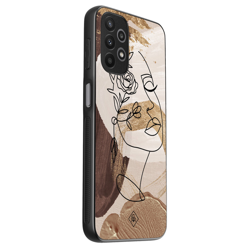 Casimoda Samsung Galaxy A13 4G hoesje - Abstract gezicht bruin