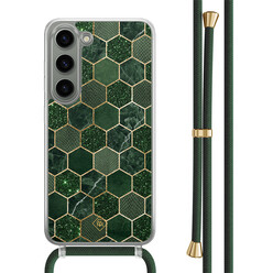 Casimoda Samsung Galaxy S23 hoesje met groen koord - Kubus groen