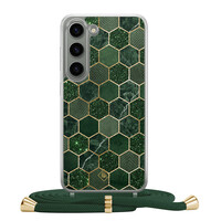 Casimoda Samsung Galaxy S23 hoesje met groen koord - Kubus groen